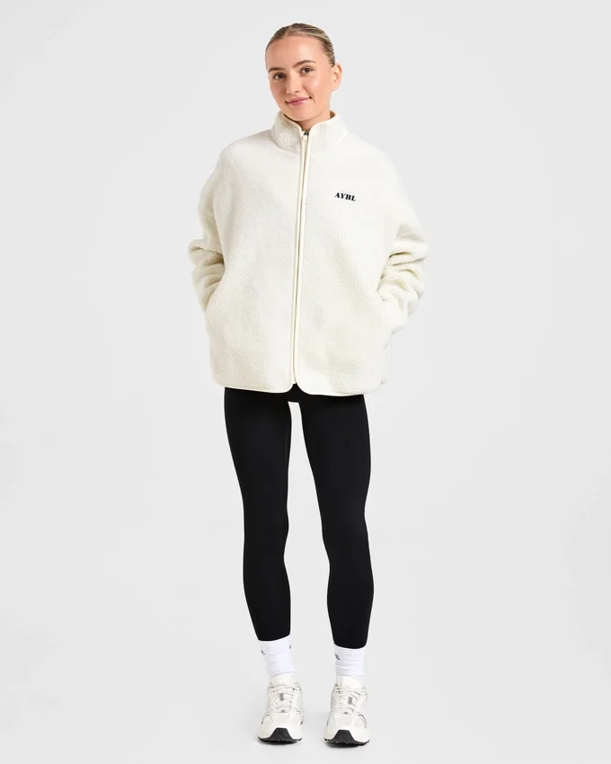Oversized fleecejas met rits