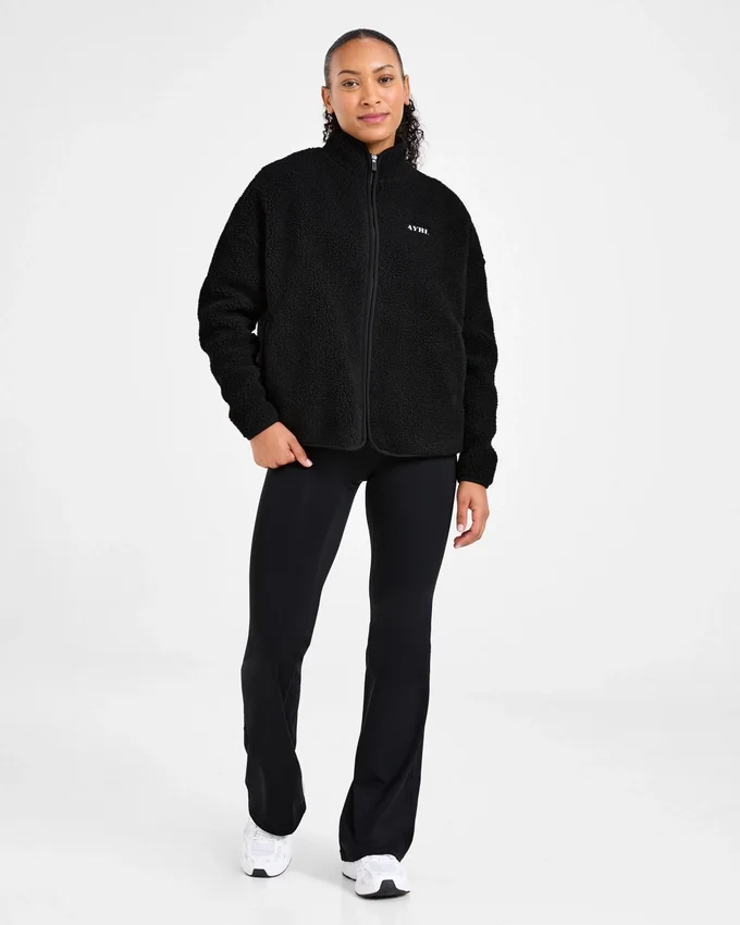 Oversized fleecejas met rits