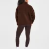 Oversized fleecejas met rits