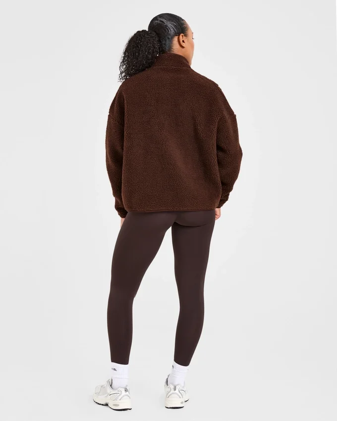 Oversized fleecejas met rits