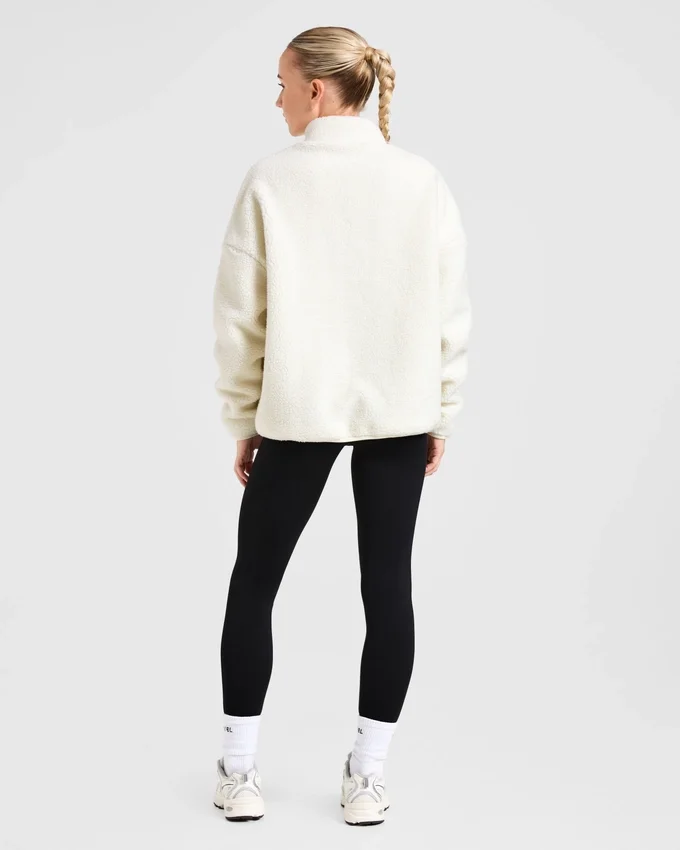 Oversized fleecejas met rits