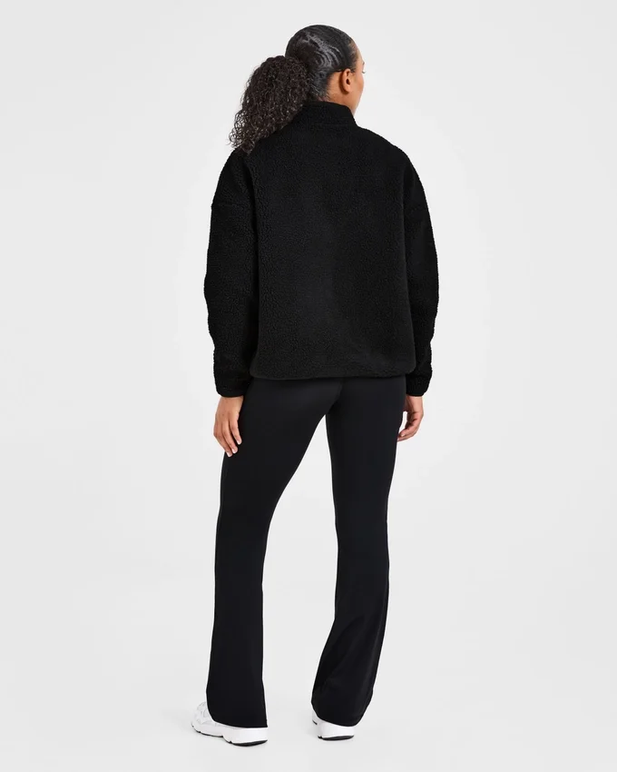 Oversized fleecejas met rits