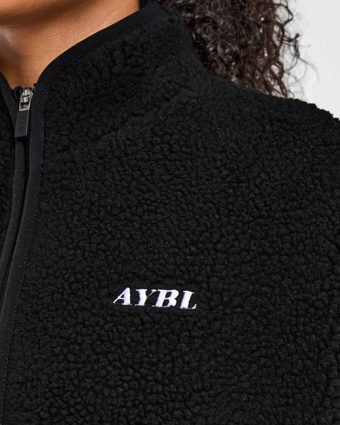 Oversized fleecejas met rits