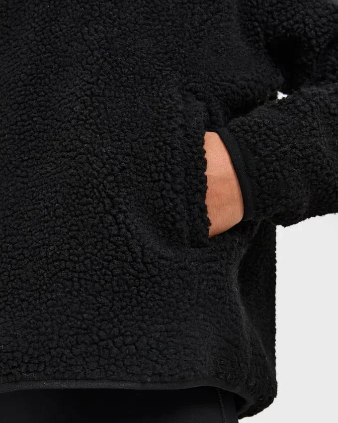 Oversized fleecejas met rits