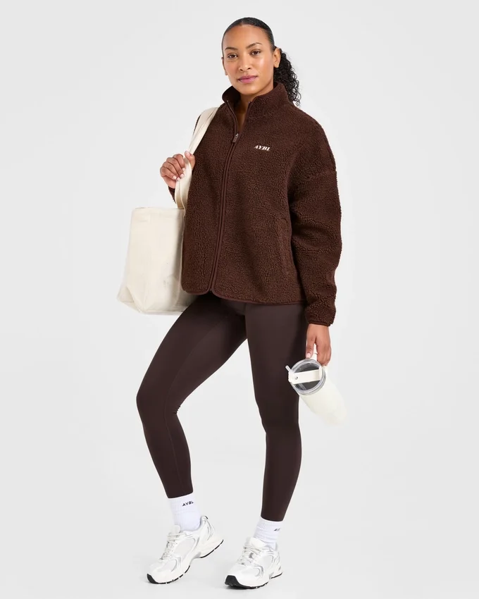 Oversized fleecejas met rits