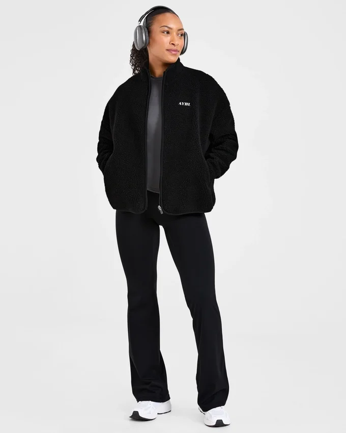 Oversized fleecejas met rits