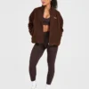 Oversized fleecejas met rits