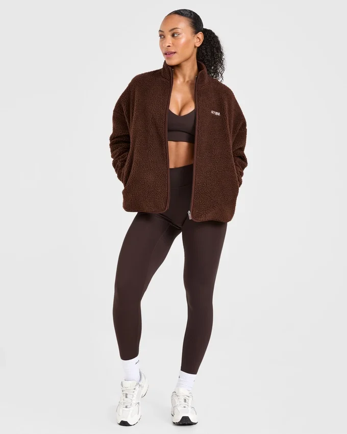 Oversized fleecejas met rits