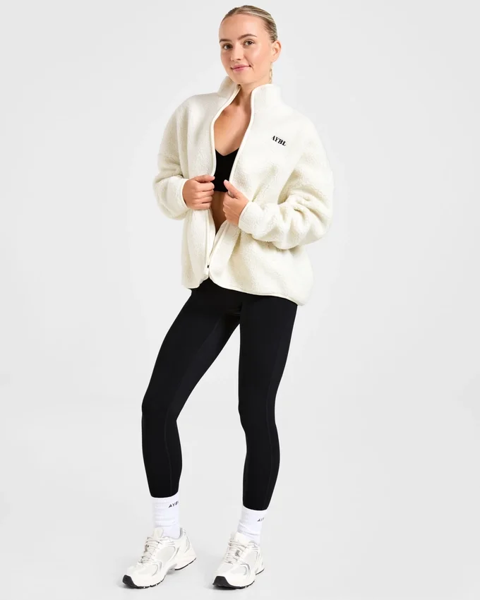 Oversized fleecejas met rits
