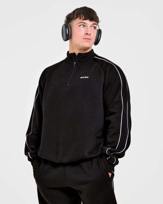 Restore oversized pullover met 1/4 rits