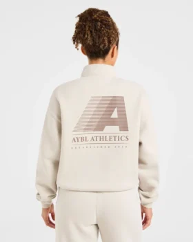 Retro Athletics oversized pullover met 1/4 rits