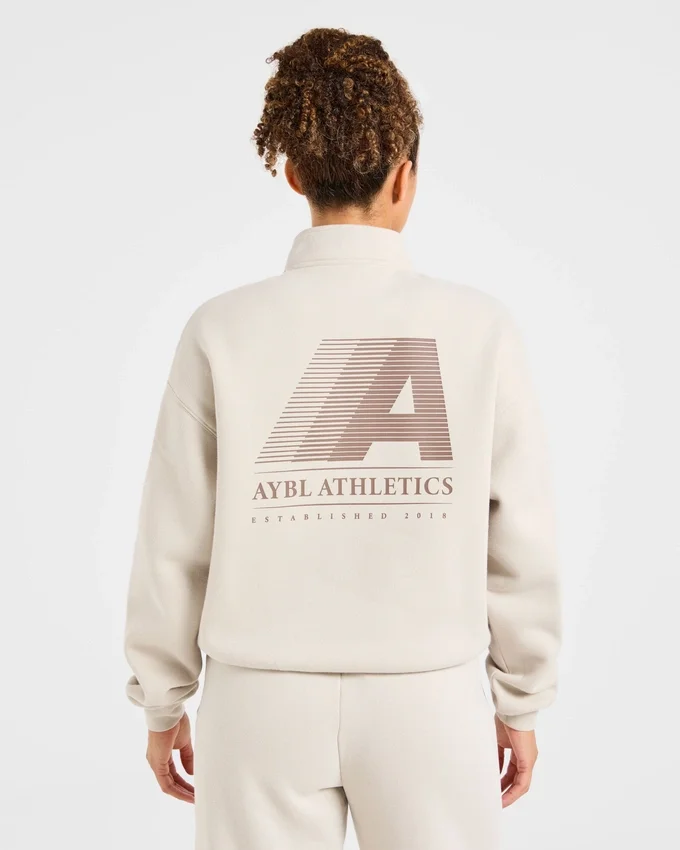 Retro Athletics oversized pullover met 1/4 rits