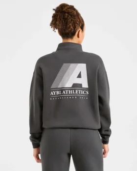 Retro Athletics oversized pullover met 1/4 rits