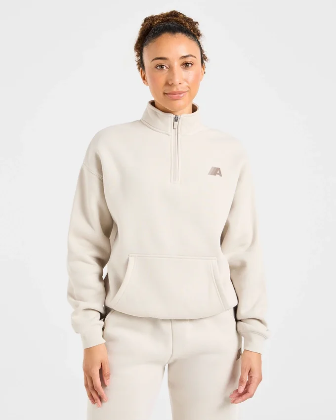 Retro Athletics oversized pullover met 1/4 rits