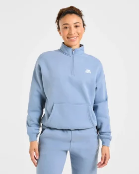 Retro Athletics oversized pullover met 1/4 rits