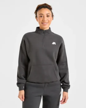 Retro Athletics oversized pullover met 1/4 rits