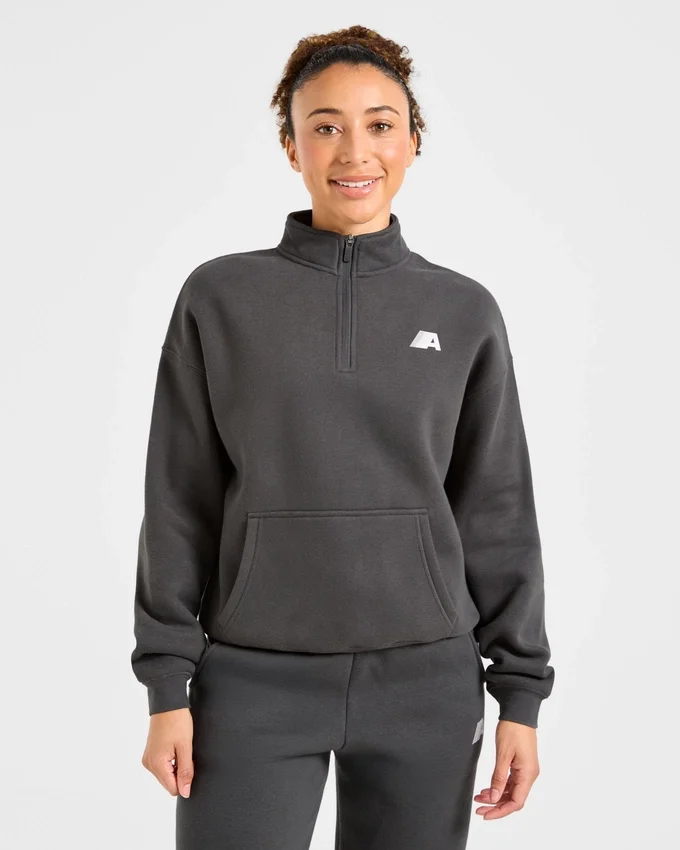 Retro Athletics oversized pullover met 1/4 rits