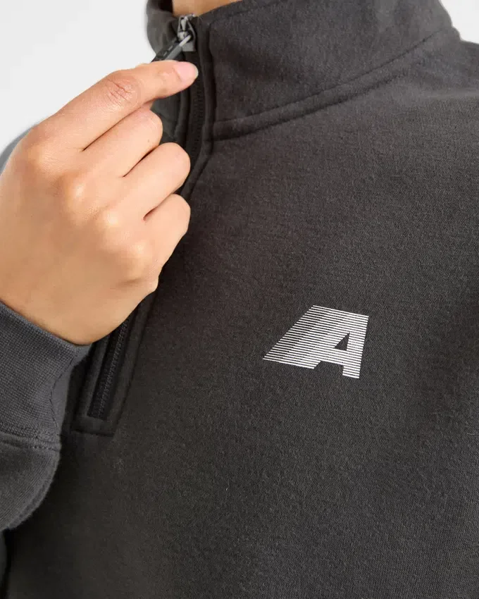 Retro Athletics oversized pullover met 1/4 rits