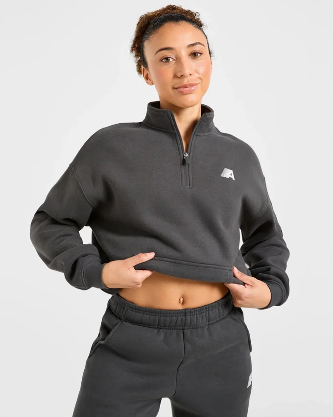 Retro Athletics oversized pullover met 1/4 rits