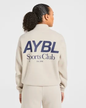 Sports Club oversized pullover met 1/4 rits