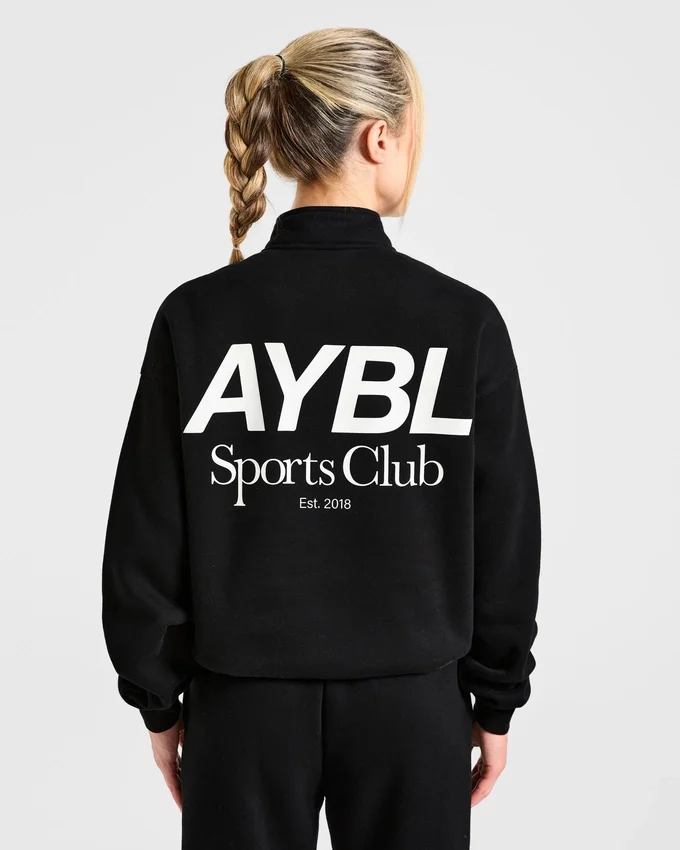 Sports Club oversized pullover met 1/4 rits