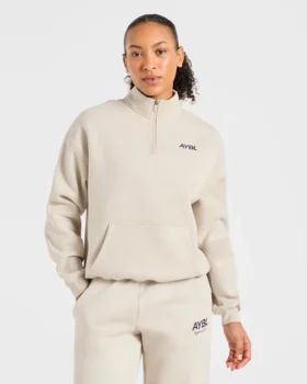 Sports Club oversized pullover met 1/4 rits