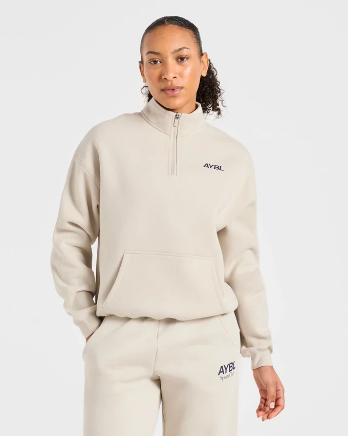 Sports Club oversized pullover met 1/4 rits