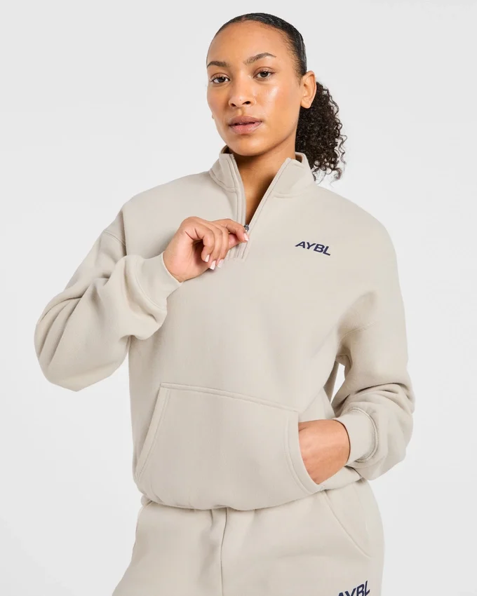 Sports Club oversized pullover met 1/4 rits