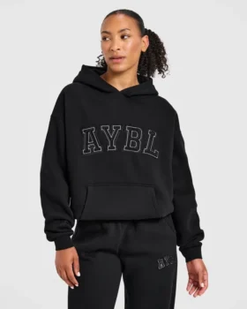 Varsity-hoodie met applicatie in oversized pasvorm