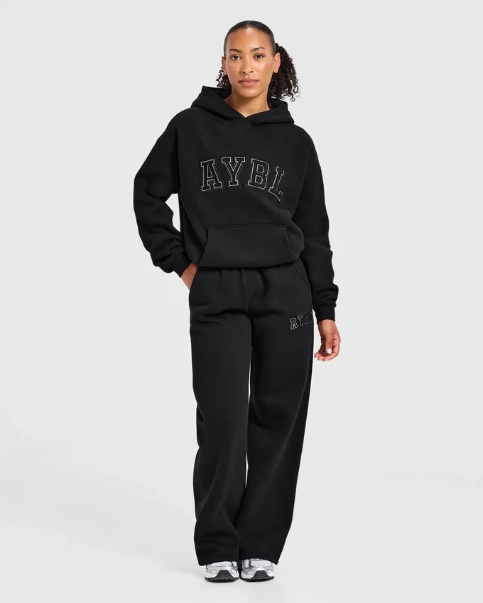 Varsity-hoodie met applicatie in oversized pasvorm