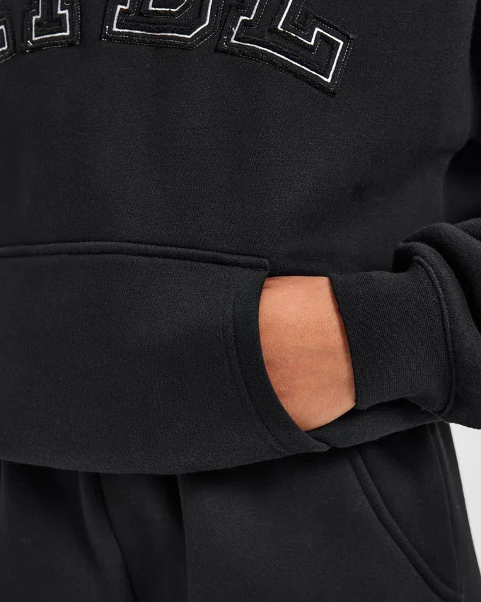 Varsity-hoodie met applicatie in oversized pasvorm