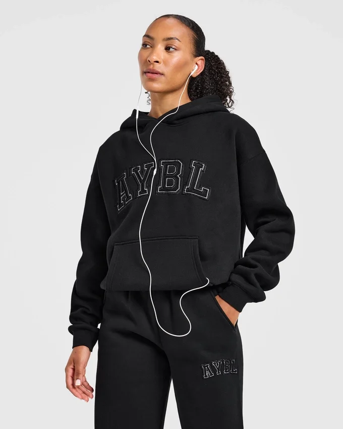 Varsity-hoodie met applicatie in oversized pasvorm