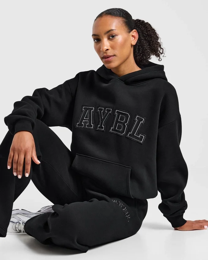 Varsity-hoodie met applicatie in oversized pasvorm