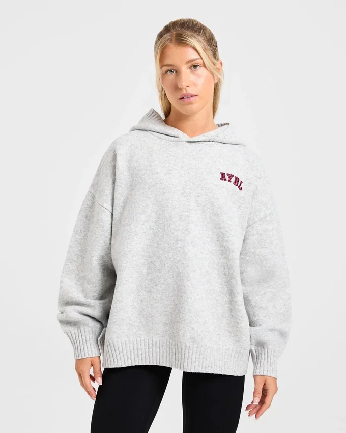Varsity Minimal Logo oversized gebreide hoodie