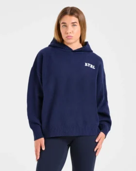 Varsity Minimal Logo oversized gebreide hoodie