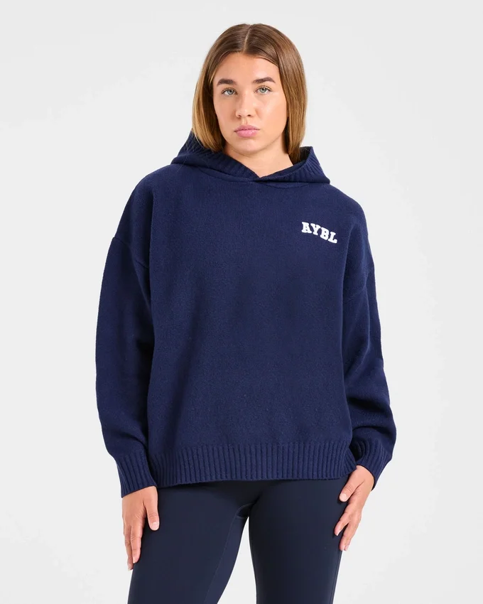 Varsity Minimal Logo oversized gebreide hoodie