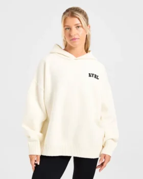 Varsity Minimal Logo oversized gebreide hoodie