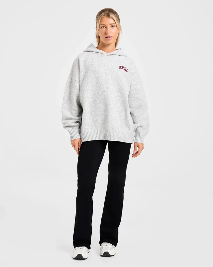 Varsity Minimal Logo oversized gebreide hoodie