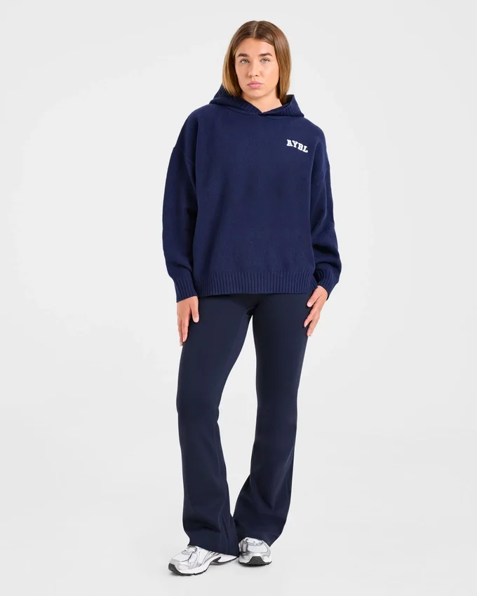 Varsity Minimal Logo oversized gebreide hoodie