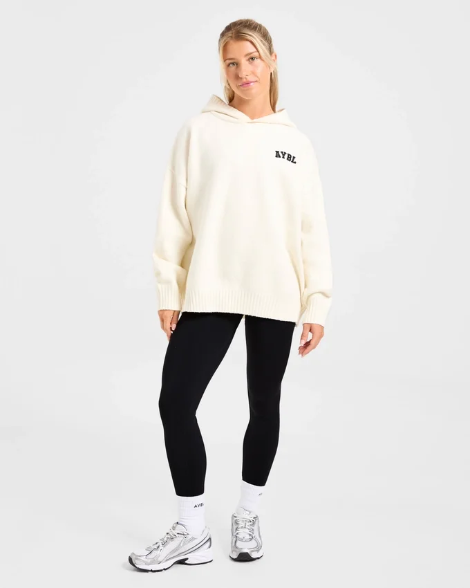 Varsity Minimal Logo oversized gebreide hoodie