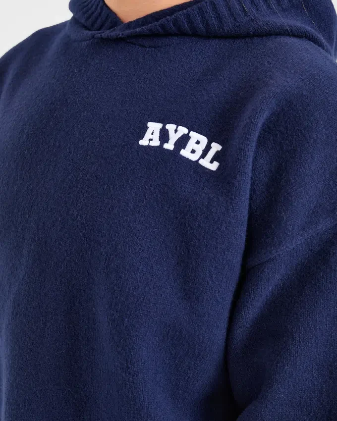 Varsity Minimal Logo oversized gebreide hoodie