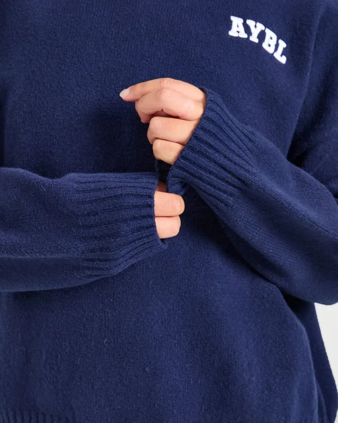 Varsity Minimal Logo oversized gebreide hoodie