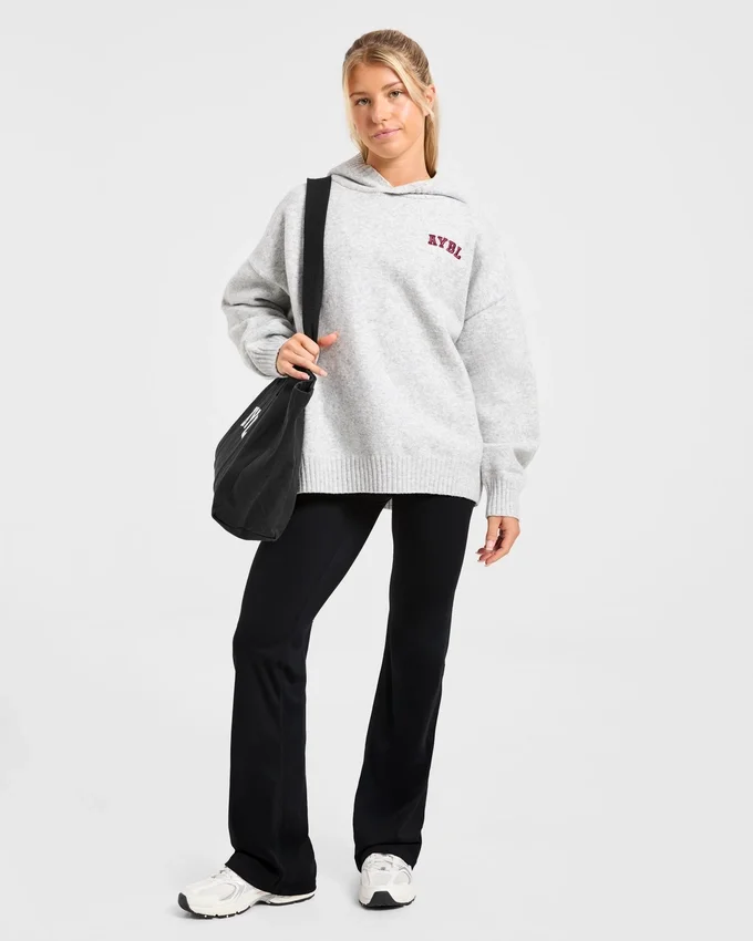 Varsity Minimal Logo oversized gebreide hoodie