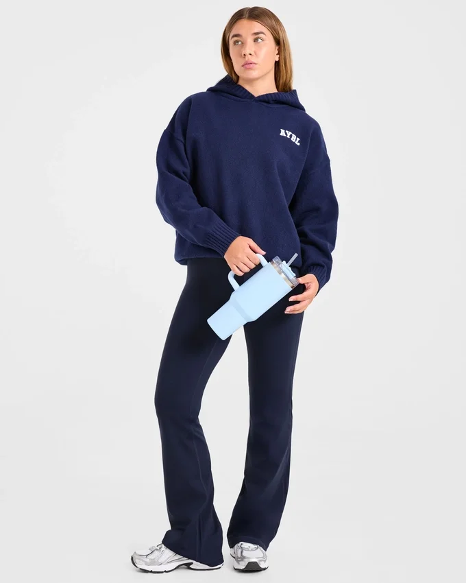 Varsity Minimal Logo oversized gebreide hoodie