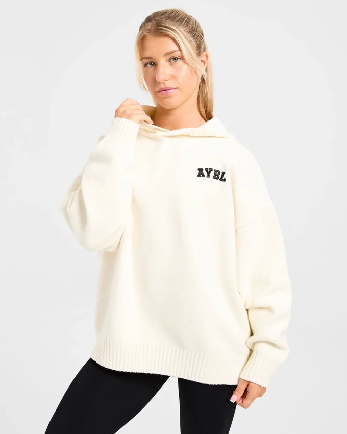 Varsity Minimal Logo oversized gebreide hoodie