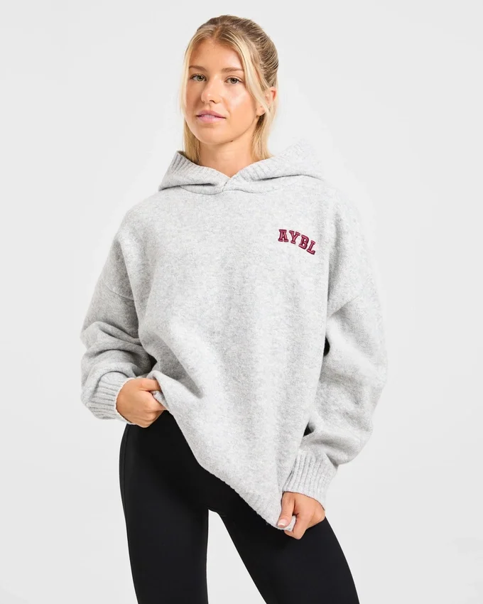Varsity Minimal Logo oversized gebreide hoodie