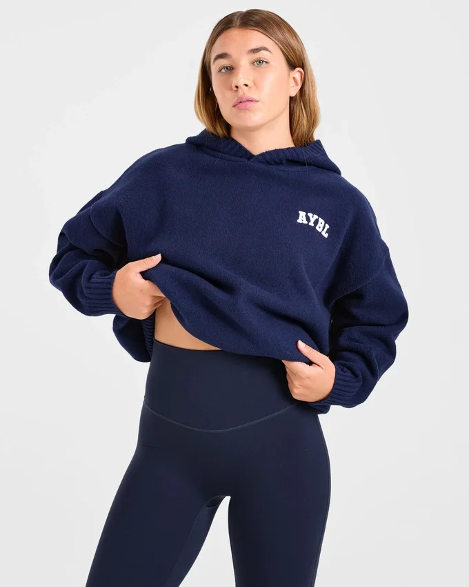 Varsity Minimal Logo oversized gebreide hoodie