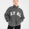 Varsity oversized fleecejack met rits