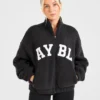 Varsity oversized fleecejack met rits