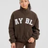 Varsity oversized fleecejack met rits